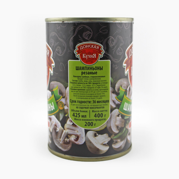 Шампиньоны ДОНСКАЯ КУХНЯ резаные 425 гр ж/б